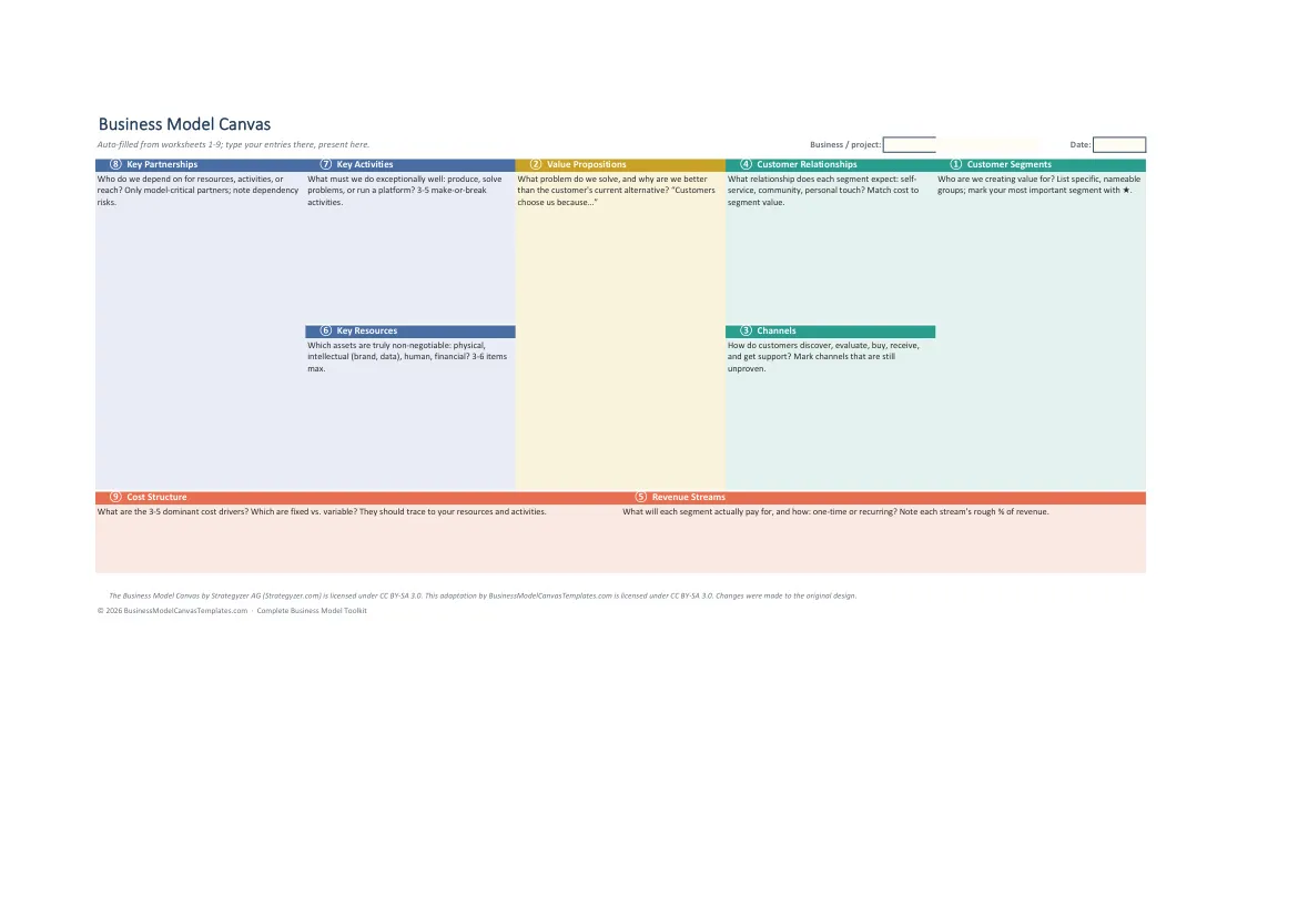 Master Excel workbook: guided block worksheets with dropdowns and status tracking